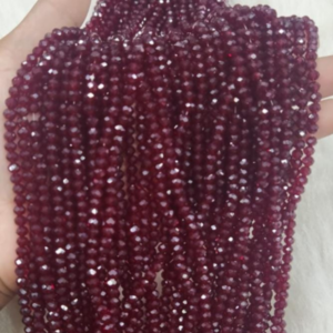 GLASS CRYSTAL MAROON BEADS