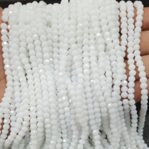 GLASS CRYSTAL OPECK MILKY WHITE BEADS